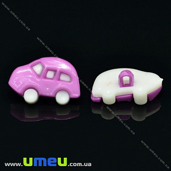Гудзик пластиковий на ніжці Машинка, 17х11 мм, Бузковий (PUG-017815)