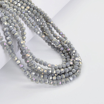 Бусины круглые граненые, 4 мм, Серые АВ (BUS-052201)