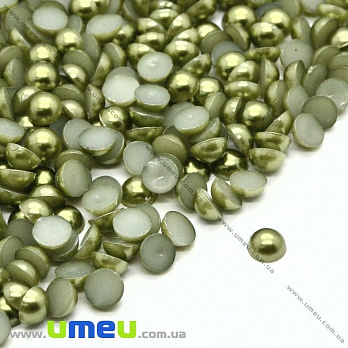 Напівнамистини пластикові Перли, 4 мм, Круглі, Оливкові (KAB-022637)
