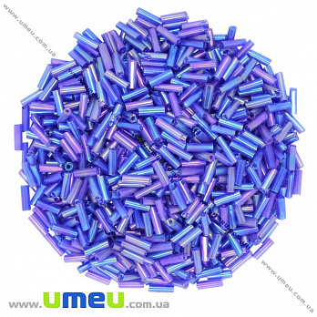 Бисер китайский стеклярус, 6 мм, Синий АВ прозрачный (BIS-012048)