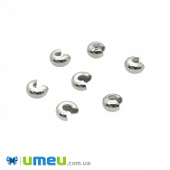 Бусина зажимная кримп из нержавеющей стали, 4 мм, Темное серебро (STL-042106)