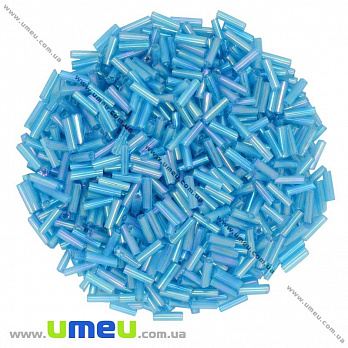 Бисер китайский стеклярус, 6 мм, Голубой АВ прозрачный (BIS-012053)