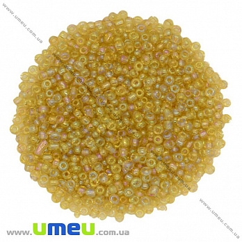 Бисер китайский средний, 8/0, Желтый АВ прозрачный, 3 мм (BIS-009040)