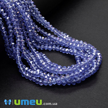 Бусины рондели, 4х3 мм, Голубые АВ (BUS-049082)