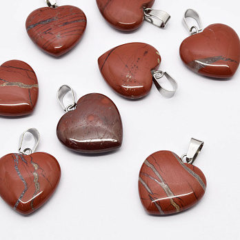 Подвеска Сердце, Натур. камень Яшма красная, 20х20 мм (POD-054325)