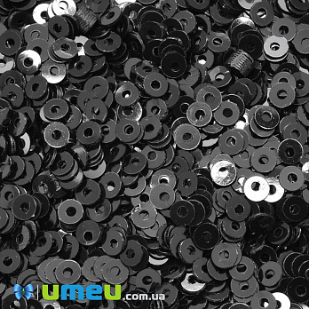 Пайетки Индия круглые плоские, 2,5 мм, Черные (PAI-037585)