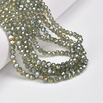 Бусины рондели, 4х3,5 мм, Серо-зеленые АВ (BUS-049092)