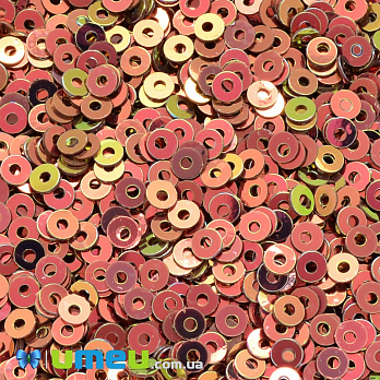 Пайетки Индия круглые плоские, 3 мм, Золотисто-красный АВ (PAI-037561)