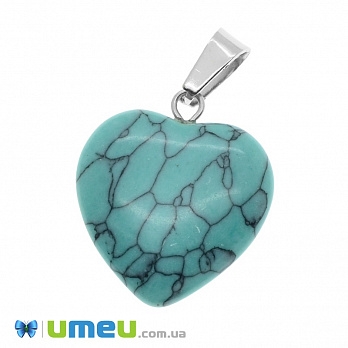 Подвеска Сердце из натурального камня, Бирюза (синт.), 28х20 мм (POD-037527)