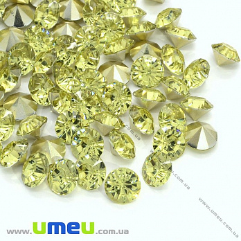 Стрази пластикові, 8 мм, Жовті світлі, Конус (STR-014382)