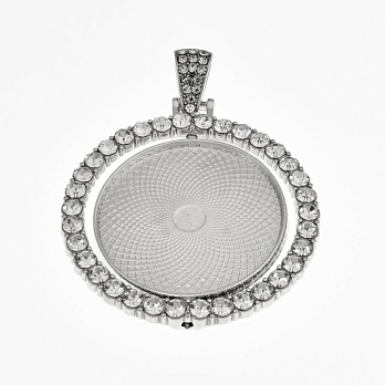 Основа круглая вращающаяся со стразами, 54х42 мм, 30 мм, Темное серебро (OSN-059443)