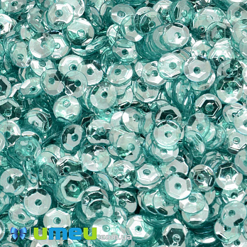 Паєтки Індія круглі грановані, 5 мм, Бірюзові (PAI-037805)