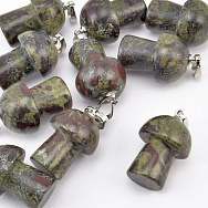 Подвеска Грибочек, Натур. камень Яшма Кровь дракона, 25х15 мм (POD-058599)