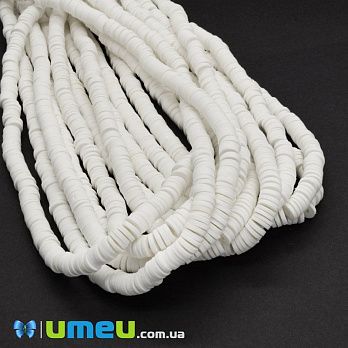 Намистини з полімерної глини, 6 мм, Білі (BUS-044115)