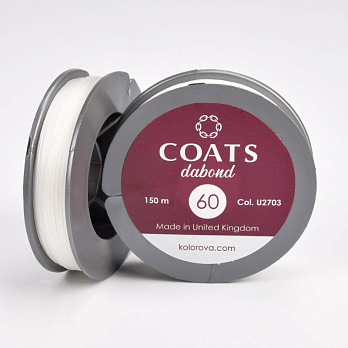 Нить для бисера COATS Dabond 60, Белая, 150 м (MUL-060557)