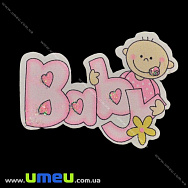 Декоративний дерев'яний елемент Baby, 48х35 мм, Рожевий (DIF-022377)