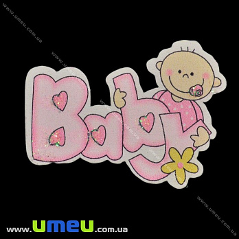 Декоративний дерев'яний елемент Baby, 48х35 мм, Рожевий (DIF-022377)