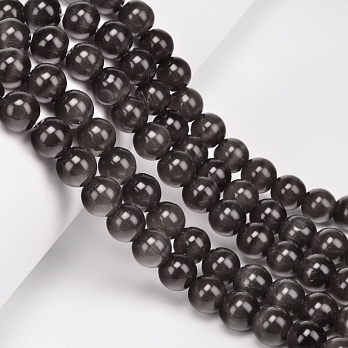 Бусины Кошачий глаз, Синт. камень, 10 мм, Серые, Круглые (BUS-054260)