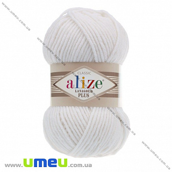 Пряжа Alize Lanagold Plus 100 г, 140 м, Біла 55 (YAR-029550)