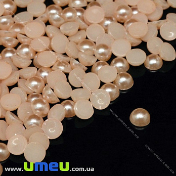 Напівнамистини пластикові Перли, 4 мм, Круглі, Персикові (KAB-022632)