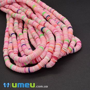 Намистини з полімерної глини, 6 мм, Мікс рожевий (BUS-044106)