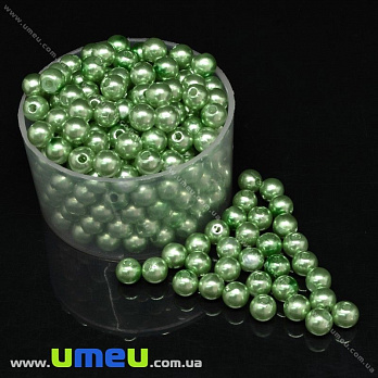 Намистина пластикова Кругла Перли, 6 мм, Салатова (BUS-028902)