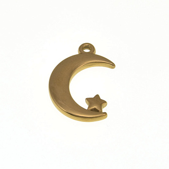 Підвіска з нерж. сталі Місяць із зіркою, 24х16 мм, Покриття 18 kt (STL-059149)