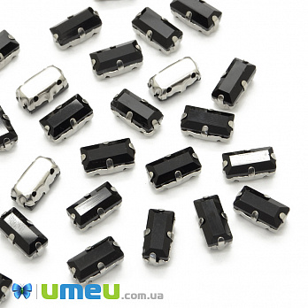 Шатон прямокутний 10х5 мм, Темне срібло, Чорний (KAB-040983)