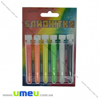 Набор глиттера в колбах, Микс, 6 цветов по 2 г (GLN-034590)