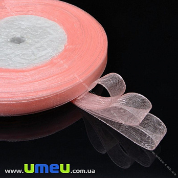 Лента из органзы, 10 мм, Розово-персиковая (LEN-015796)