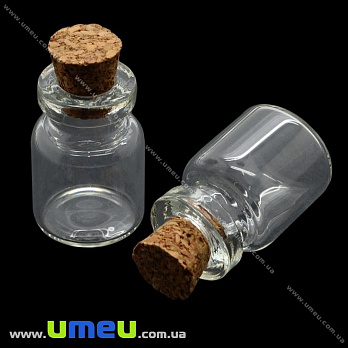 Стеклянная баночка с пробкой, 18х10 мм (DIF-011637)