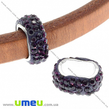 Бусина Regaliz (Licorice) со стразами, 16х13х7 мм, Фиолетовая (BUS-016905)
