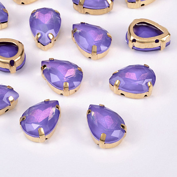 Шатон капля 14х10 мм, Золото, Сиреневый (KAB-052951)