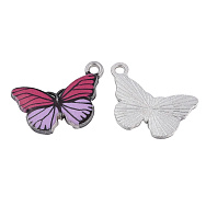 Подвеска метал. Бабочка малиновая, 20х13,5 мм, Темное серебро (POD-053742)