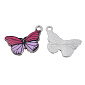 Подвеска метал. Бабочка малиновая, 20х13,5 мм, Темное серебро (POD-053742)