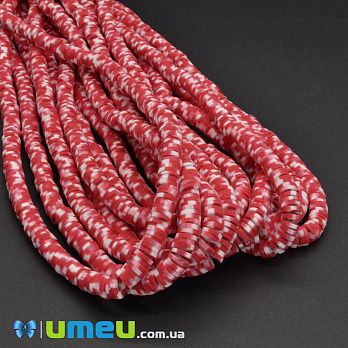 Намистини з полімерної глини, 6 мм, Червоно-білі (BUS-044098)