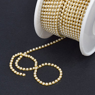 Перлинний ланцюг SS6 (2,0 мм), Золото, Перлини пластикові білі (ZEP-043006)