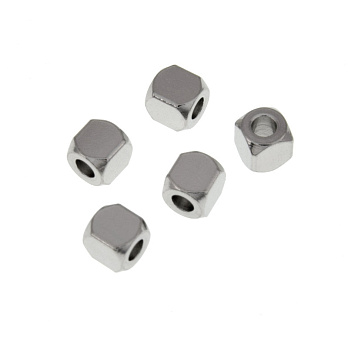 Бусины из нержавеющей стали Куб, 4,2х4х4 мм, Темное серебро (STL-044587)