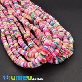 Намистини з полімерної глини, 6 мм, Мікс рожевий (BUS-044103)