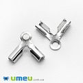 Зажим для шнуров из нержавеющей стали, 9х8 мм, Темное серебро (STL-043207)