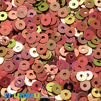 Паєтки Індія круглі плоскі, 4 мм, Золотисто-червоний АВ (PAI-037562)