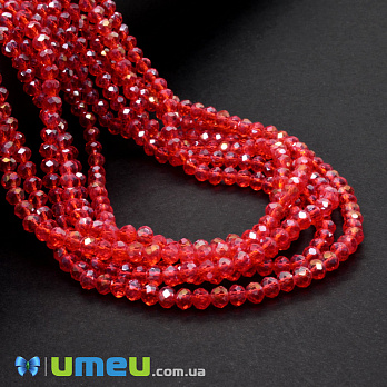 Бусины рондели, 4х3 мм, Красные АВ (BUS-049099)