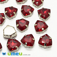 Шатон трілліант К9 12,5х12 мм, Темне срібло, Червоний (KAB-041017)