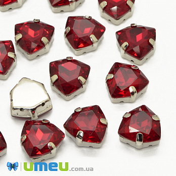 Шатон триллиант К9 12,5х12 мм, Темное серебро, Красный (KAB-041017)