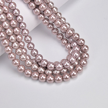 Бусины стеклянные Жемчуг Premium, 8 мм, Пудровые, Круглые (BUS-060510)