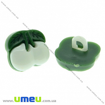 Гудзик пластиковий на ніжці Вишенька, 13х12 мм, Білий (PUG-017795)