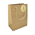 Подарочный пакет Сердца, 23х18х10 см, Золотистый (UPK-035671)