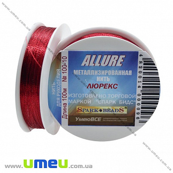 Нитка металізована Люрекс Allure кругла, Червона, 100 м (MUL-010649)