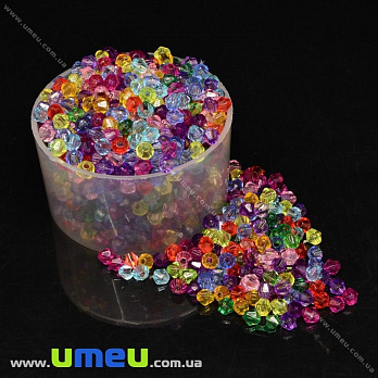 Бусина акриловая Биконус, 4х4 мм, Микс (BUS-028824)