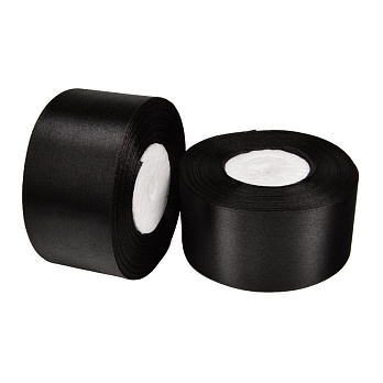 Атласная лента, 40 мм, Черная (LEN-054134)
